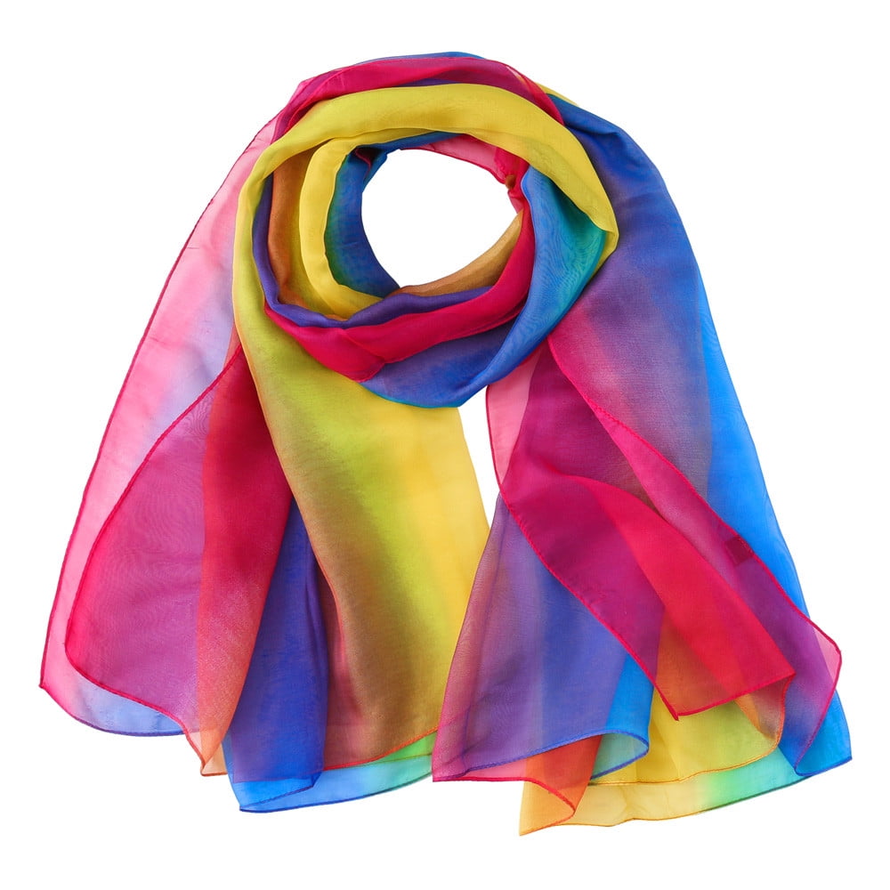 YOUSNH Fashion Rainbow Color Long Soft Women Chiffon Scarf Wrap