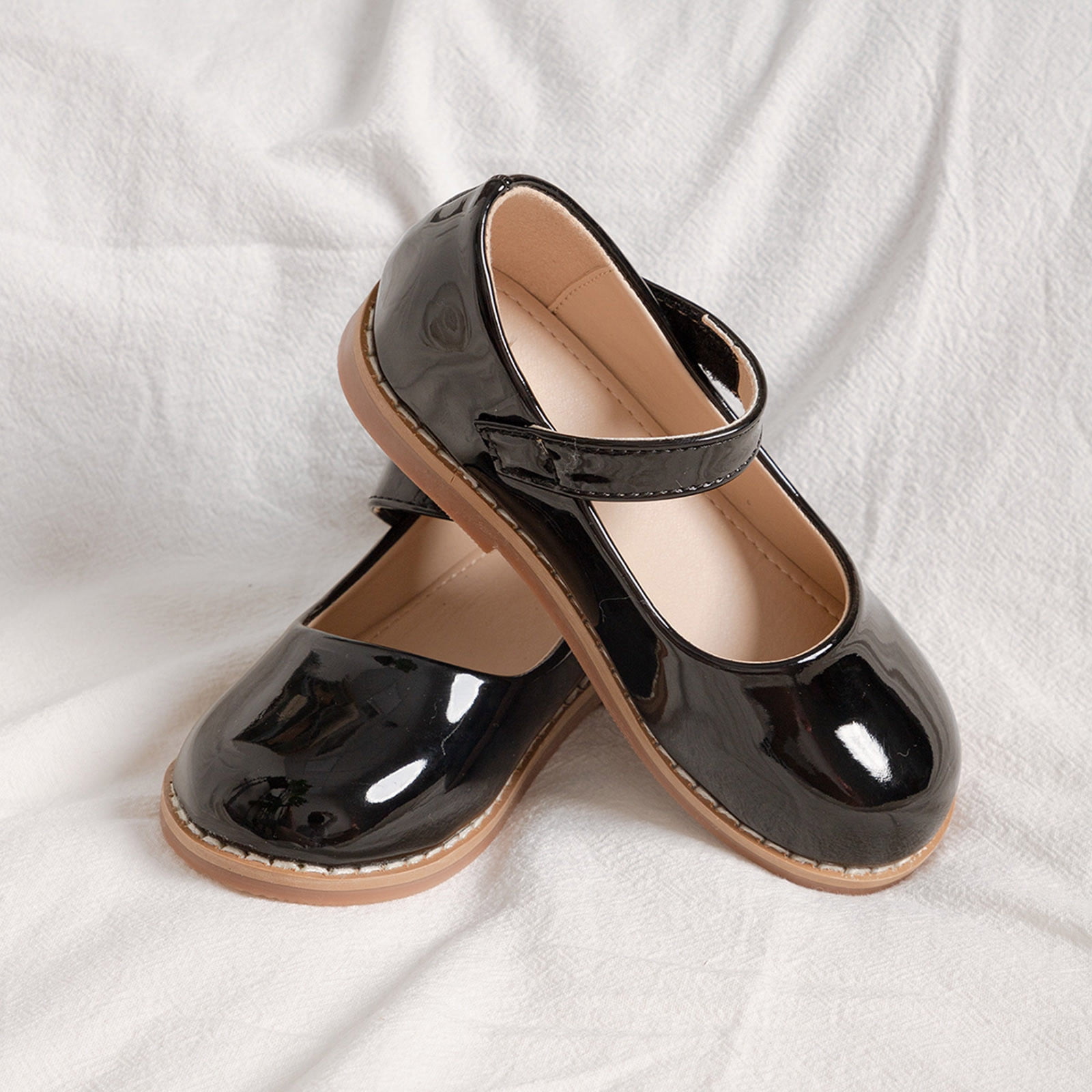 YOUSNH Girls Mary Jane Dress Shoes Little Girls Loafers School Shoes for Girls Non Sole Casual Shoe Kids Shoes Black 13