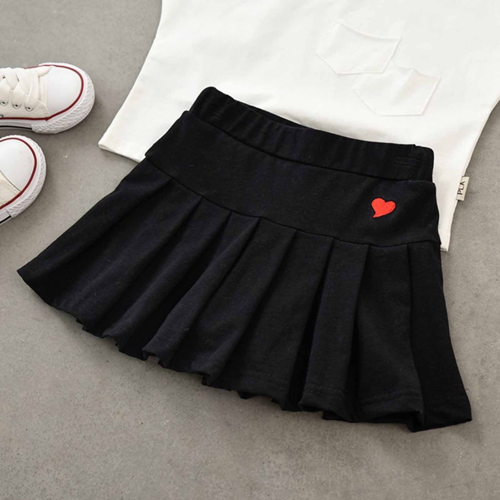 【WONDER WONDER】Fuzzy High Teen Black Pleats Skirt Wonder Nation Girls School Uniform Pleated Ruffle Scooter