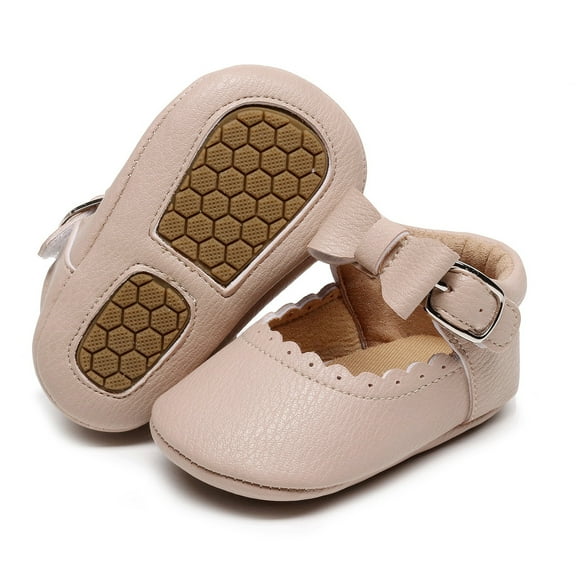 YOUSNH Girls Single Shoes Bowknot First Walkers Shoes Buckle Strap Toddler Soft Bottom Breathable Princess Shoes Kids Shoes Khaki 4