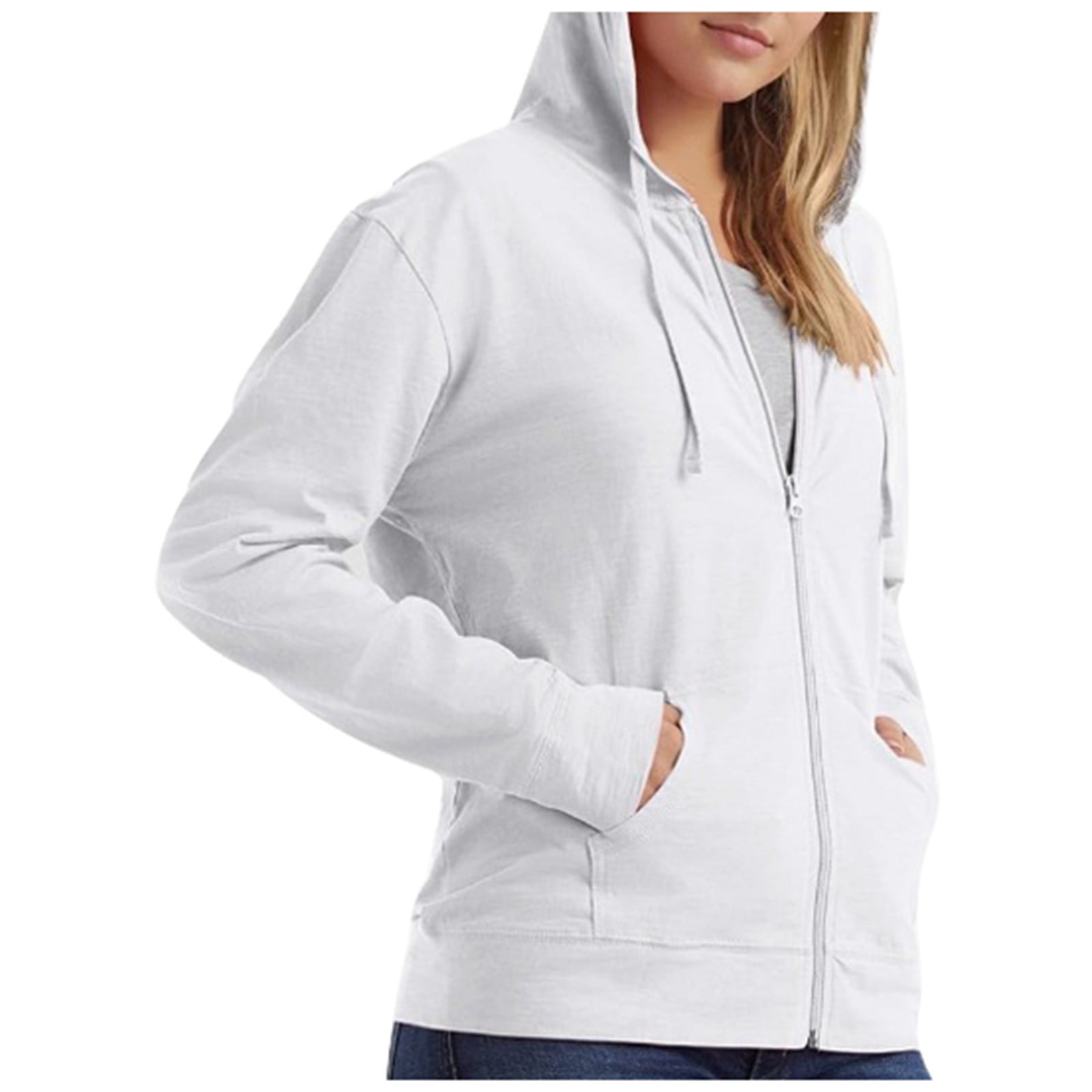 YOUSNH Knitted Full Zip Hoodie with Slit Pockets Classic