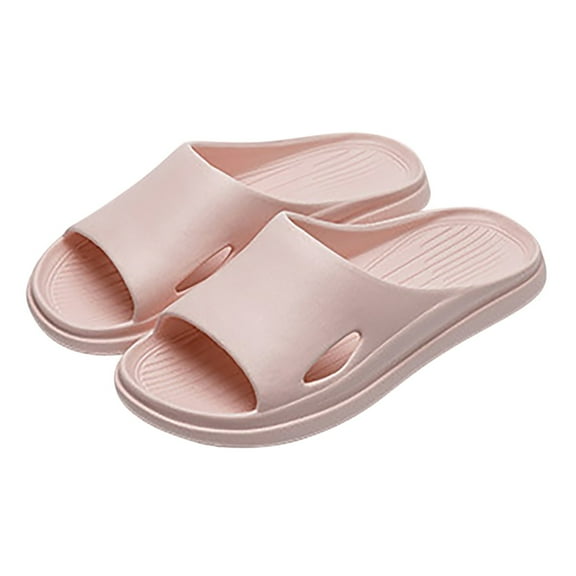 Ediodpoh Men and Women Slippers Bathroom Household Slippers Comfortable Home Slippers Summer Beach Solid Color Flat Bottom Home Sandals Women's Slippers Pink 7.5