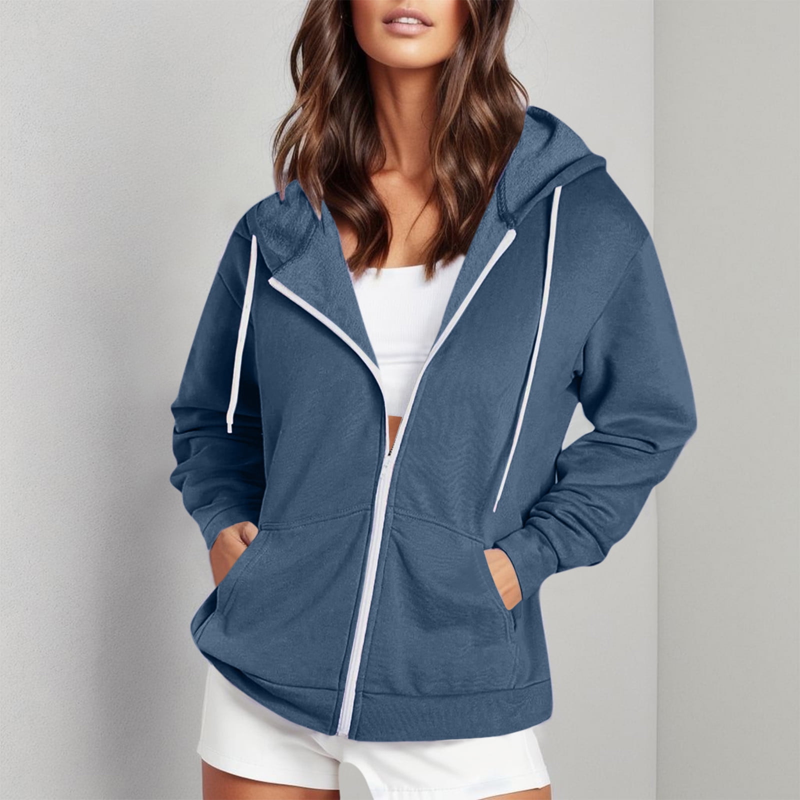 Casual Pocket Zipper Hooded Outerwear(3 Colors) main image 1