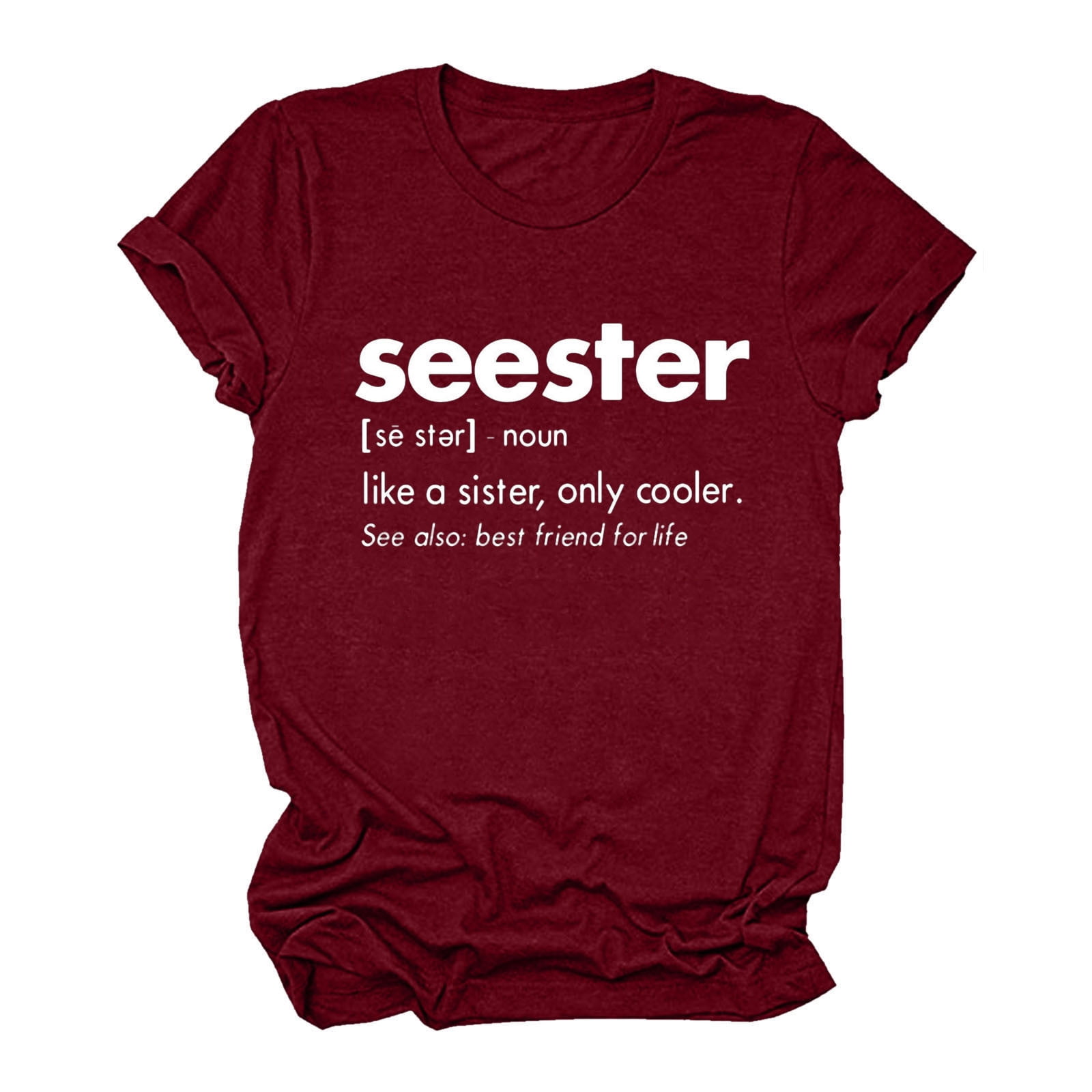 Tunic Letters YOUSNH Women Casual Seester Letters Printing Round Neck Short Sleeve T ...