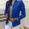 thumbnail image 1 of YOUSNH Women Casual Slim Top Button Long Sleeve Stand Solid Business Jacket Trendy Short Coat Fall Jackets for Women 2024 Blue S, 1 of 9