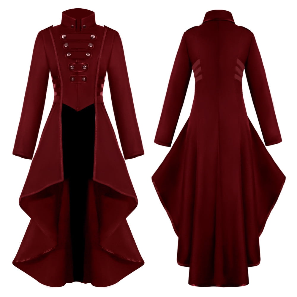 YOUSNH Women Gothic Steampunk Button Lace Corset Coat Tailcoat