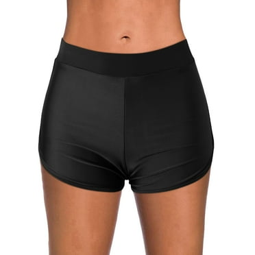 YOUSNH Women High Waisted Bikini Swim Pants Shorts Bottom Swimsuit Swimwear Bathing Bikini Bottoms Black S