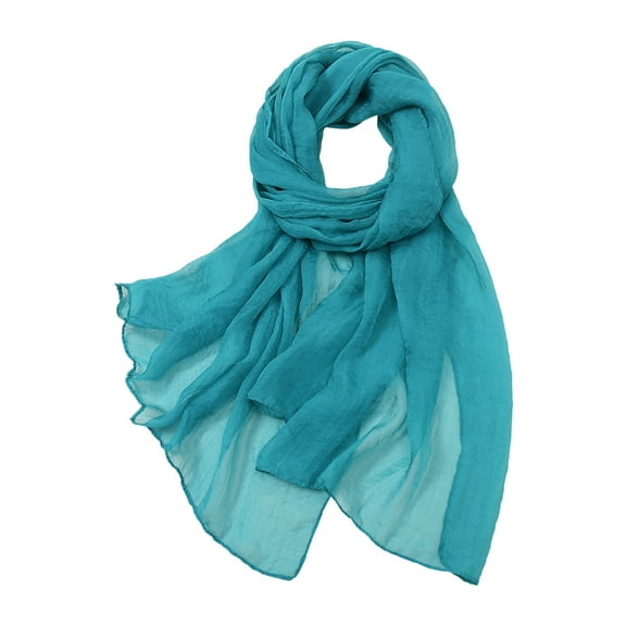 YOUSNH Women Summer Casual Colorful Multicolor Solid Color Chiffon Thin Regular Silk Scarf Sunscreen Scarf Scarf for Women Blue
