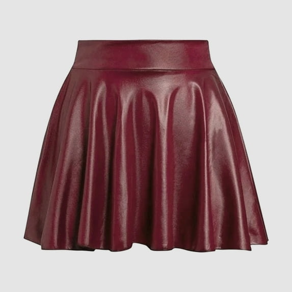 YOUSNH Women's Fashion High Waist Pleated Solid Color Short Skirt Loose Skirt Metallic Skater Skirt Sparkly Shiny Flared Pleated A Line Mini Skort Women Skirt L