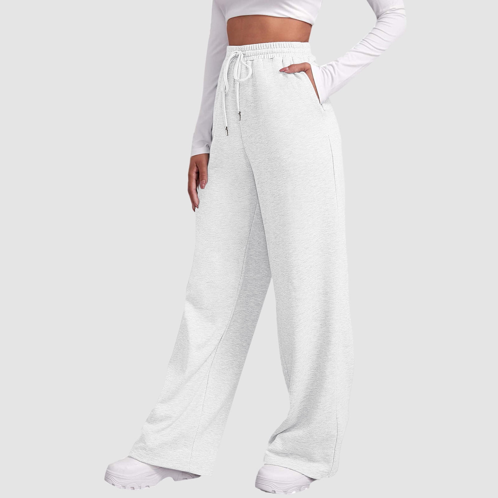 YOUSNH Women's Lined Sweatpants Wide Straight Leg Pants YOUSNH Women's Lined Sweatpants Wide Straight Leg Pants