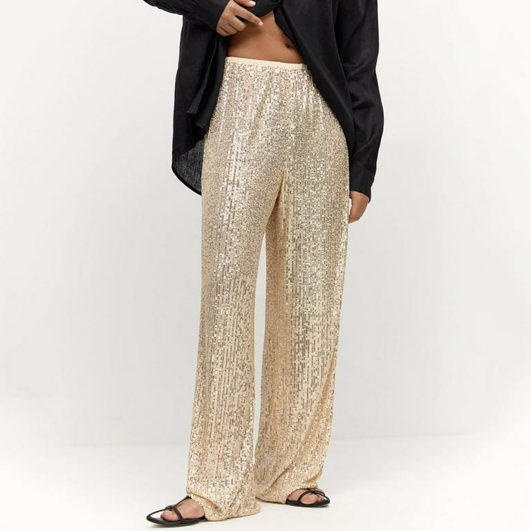 【SHALOM】24FW DOT STAR PANTS YOUSNH Women's Sequin Pants Shiny Sequins High Waist Wide