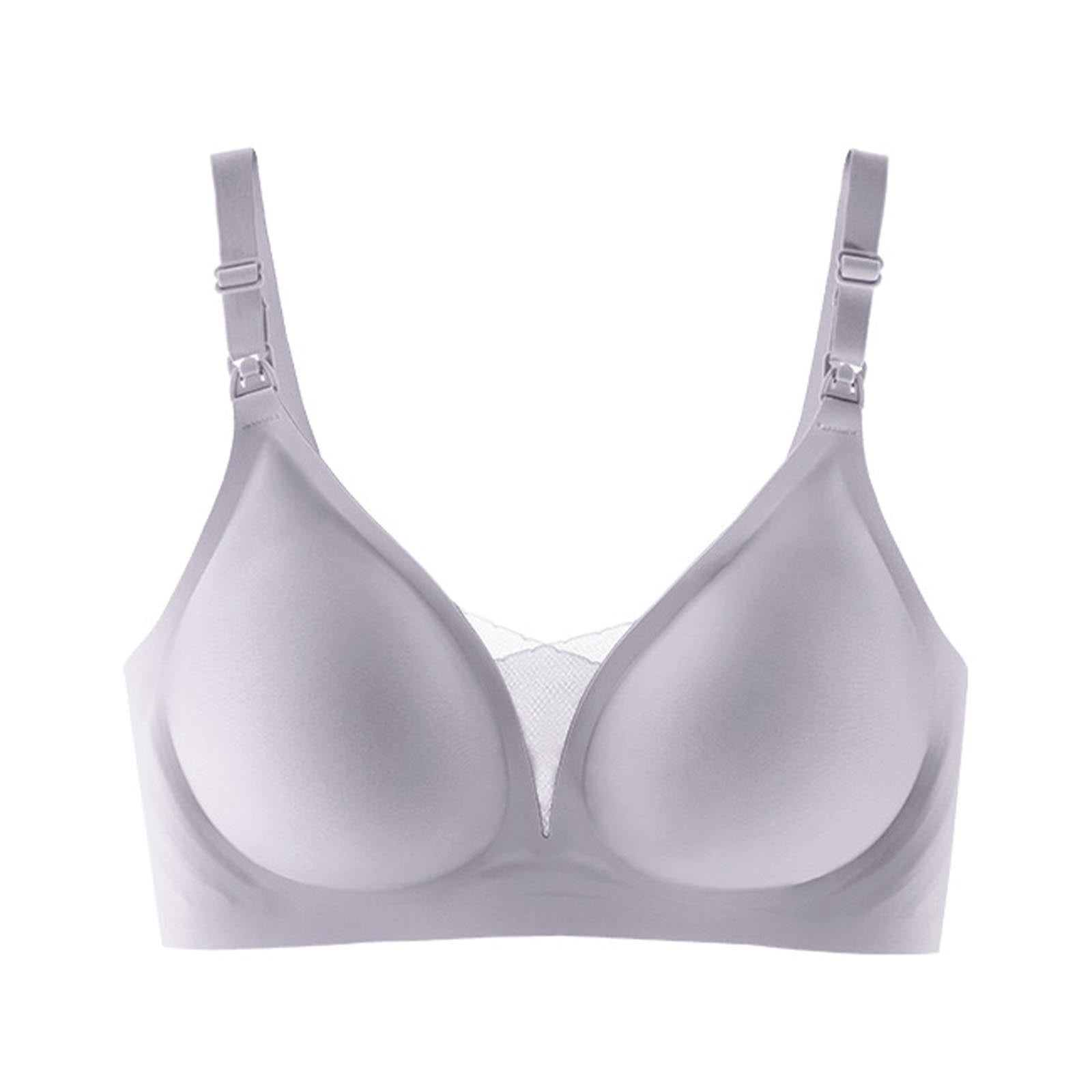 YOUSNH Women s Solid Color High End Postpartum Push up and Anti Droop Care Bra for Pregnant Women Full Face Feeding Seamless Bra Bras for Women Grey XXL Walmart
