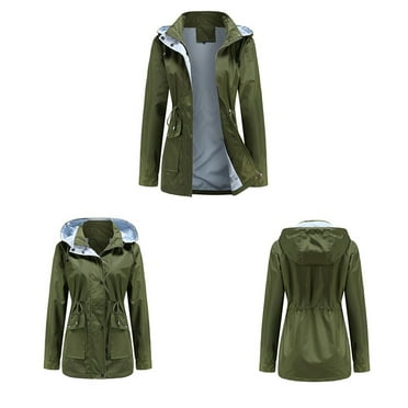 YOUSNH Womens Autumn Winter Solid Color Hooded Pockets Jacket Womens Jackets Light Green L