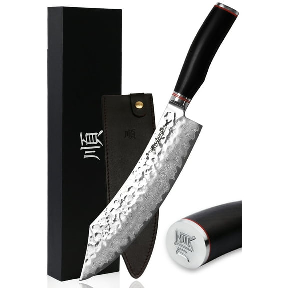 YOUSUNLONG Butcher Knife 10 Inch - Japanese Hammered Damascus Steel kitchen knives