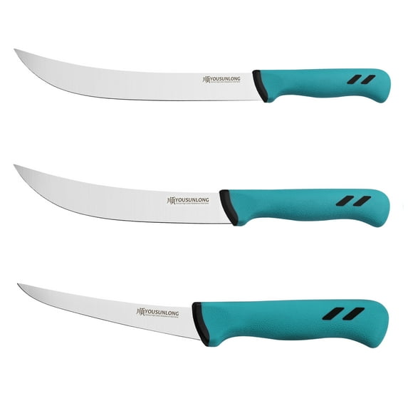 YOUSUNLONG 3-Piece Butcher Knife Set with High-Carbon Molybdenum Steel Blades & Ergonomic Non-Slip Handles