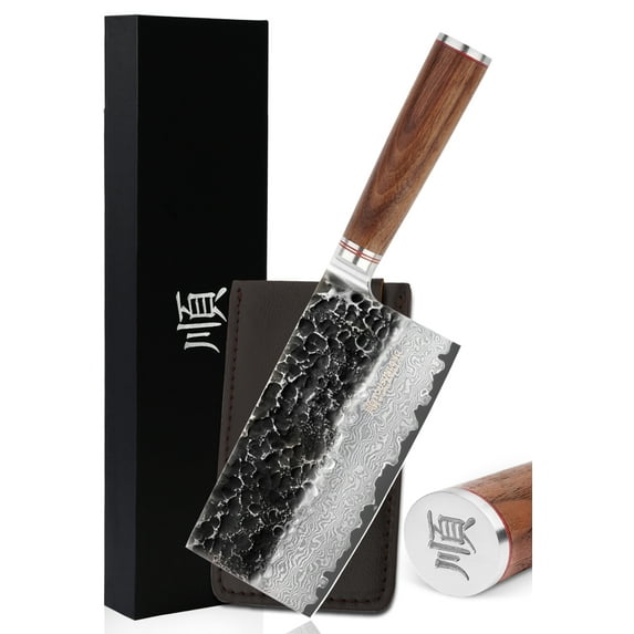 YOUSUNLONG Meat Cleaver 7 inch - Vegetable Cleaver Kitchen Knives Japanese Hammer Damascus Steel