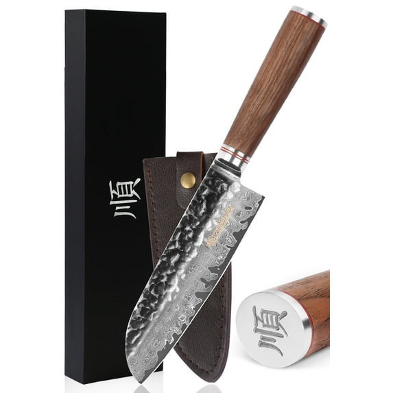 YOUSUNLONG Santoku Knife 7 Inch - Professional Chef Knives Japanese Damascus Steel