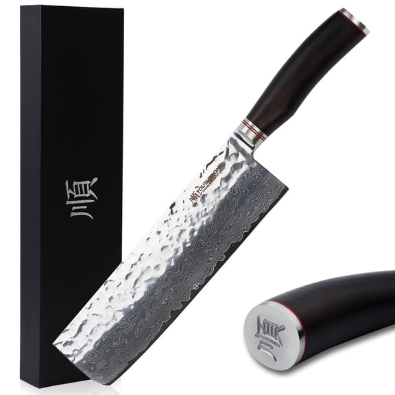 YOUSUNLONG Usuba Pro Nakiri Cleaver Vegetable 9 inch Japanese Super 67 Layer Damascus Steel Leadwood