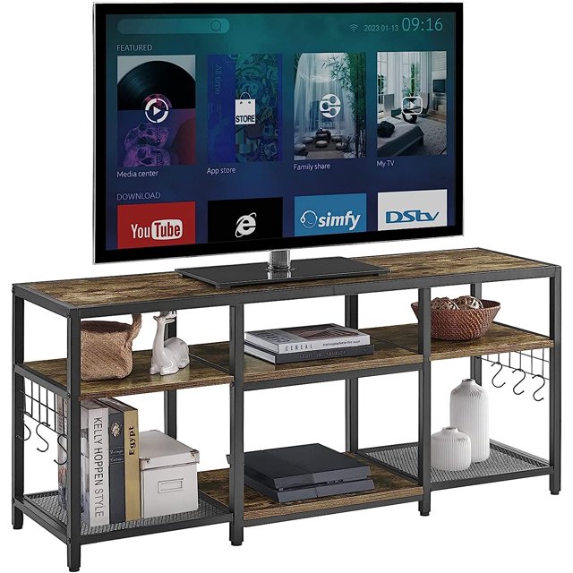 YOUTENG TV Stand for Televisions up to 70 Inch Industrial 65 Inches Entertainment Center with 3
