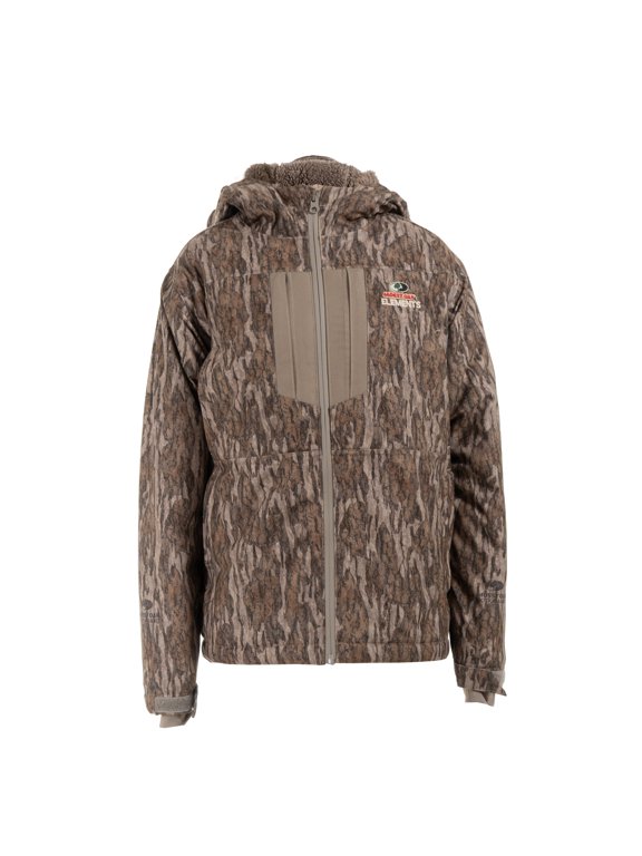 Elements Youth Sherpa Lined Waterproof Hunting Jacket, Mossy Oak New Bottomland, Size Medium