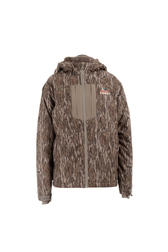 Elements Youth Sherpa Lined Waterproof Hunting Jacket, Mossy Oak New Bottomland, Size Medium
