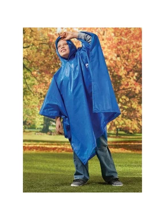 Youth Long Rain Poncho, 3/4Sleeve SingleBreasted, 1Pack, One Size Fits Most Children, for Boys and Girls
