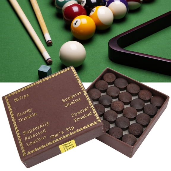 YOUTHINK Pool Billiard Tips,13MM 50pcs/Box Nine Ball Tips Pool Billiard Tips Replacement Billiard Accessories,Pack Of 50 Billiard Tips