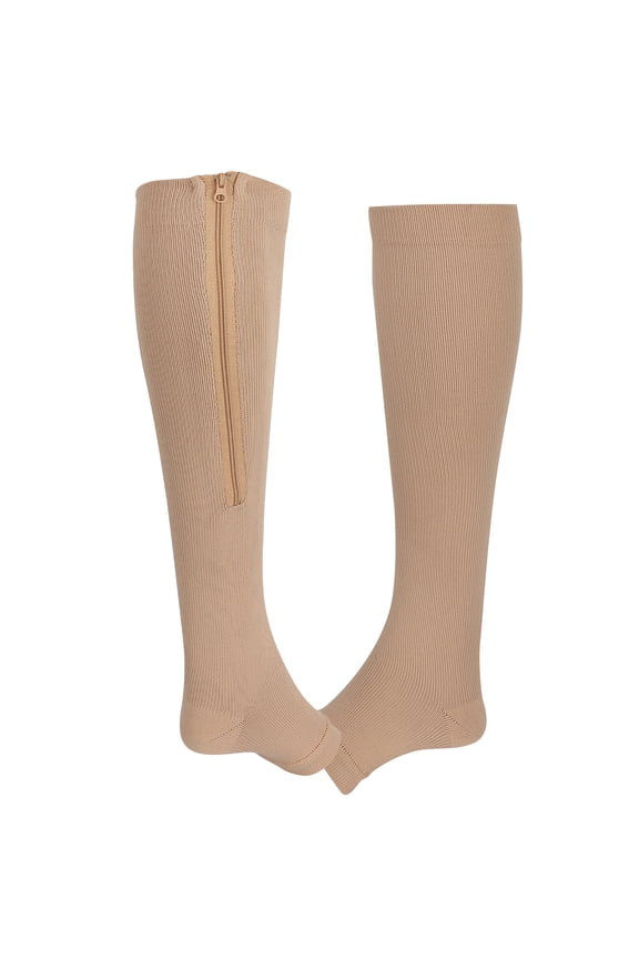 Support Stockings,Open Toe Compression Socks,2pcs Zippered Compression Socks Support Stockings Elastic Open Toe Leg Support Stocking