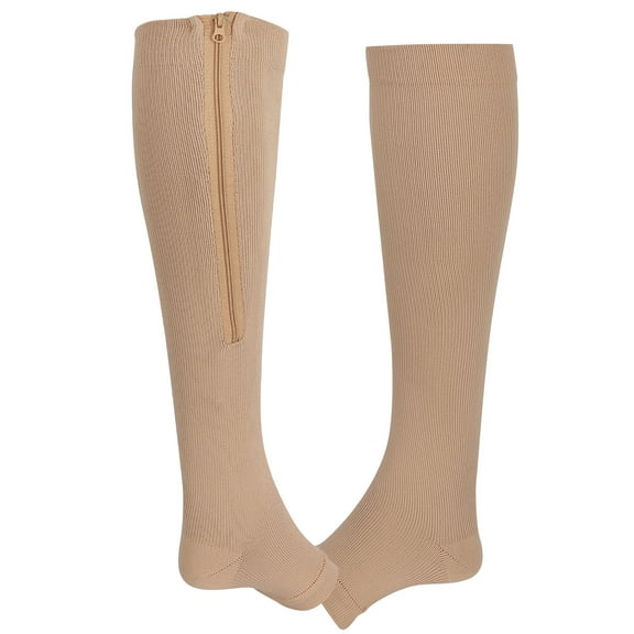 YOUTHINK Support Stockings,Open Toe Compression Socks,2pcs Zippered Compression Socks Support Stockings Elastic Open Toe Leg Support Stocking