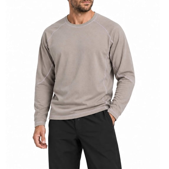 YOUTHUP Men's Long Sleeve T-Shirt Crew Neck Contrast Stitching Athletic Workout Casual Tee Shirts