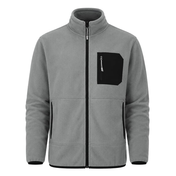 YOUTHUP Men's Full-Zip Fleece Jacket Classic Straight Fit Stand Collar Warm Winter Coat Outdoor Casual Layering Outerwear