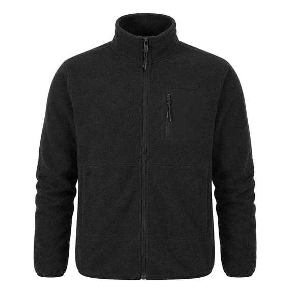 YOUTHUP Men's Full-Zip Fleece Jacket Classic Straight Fit Stand Collar Warm Winter Coat Outdoor Casual Layering Outerwear