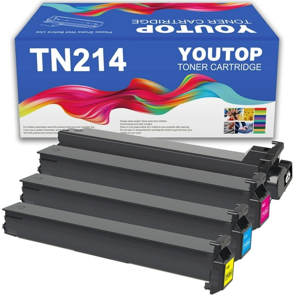 YOUTOP 4PK TN-214 TN214 Toner Cartridge Compatible for Konica Minolta bizhub C200 (A0D7135 A0D7435 A0D7335 A0D7235)