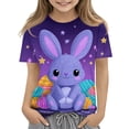 thumbnail image 1 of YOUYEDIAN 2026 Easter Girls T Shirts Funny Bunny Graphic Short Sleeve Tee Tops Festival Cute Cotton T-Shirt Outfits (Dark Purple, 11-12 Years), 1 of 5
