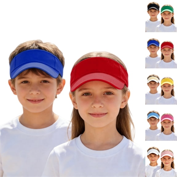 YOUYEDIAN 2Pcs Toddler Sun Visors Athletic Sports UV Protection Toddler Sun Hat Summer Adjustable Tennis Visor Outdoor Baseball Cap (B)