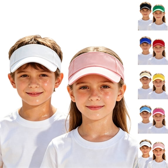 YOUYEDIAN 2Pcs Toddler Sun Visors Athletic Sports UV Protection Toddler Sun Hat Summer Adjustable Tennis Visor Outdoor Baseball Cap (E)