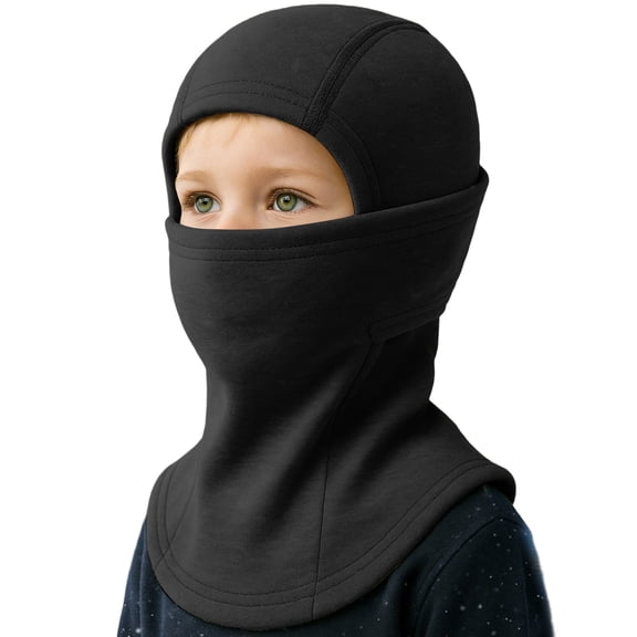 YOUYEDIAN 3 in 1 Beanie Hat with Scarf and Mask Unisex Kid Winter Warm Fleece Balaclava Thermal Sherpa Hood Ski Mask Face Mask (Black, One Size)