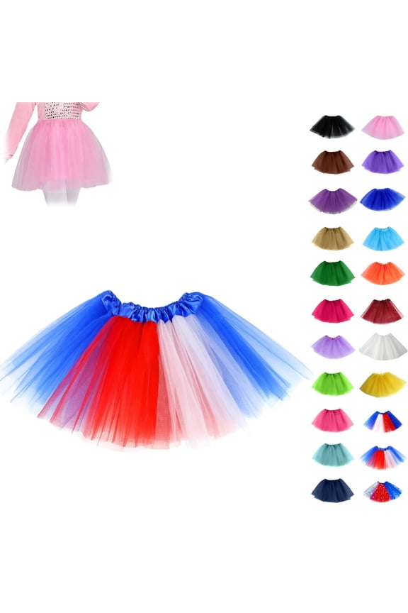 4th Of July Skirts for Girls 10-12 1776 Red Tulle Ballet Tutu Skirt Patriotic Star Red Blue and White Ballet Skirt Kids 2026 Summer Puffy Mini Skirt,Red One Size