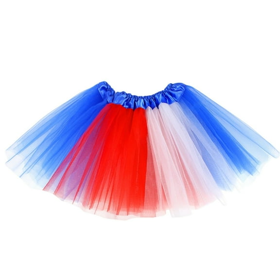 YOUYEDIAN 4th Of July Skirts for Girls 10-12 1776 Red Tulle Ballet Tutu Skirt Patriotic Star Red Blue and White Ballet Skirt Kids 2025 Summer Puffy Mini Skirt,Red One Size