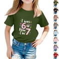 thumbnail image 1 of YOUYEDIAN 7 Year Old Birthday Girl Shirt - I was 6 Now I'm 7 67 Funny T-Shirt (Army Green, 6-7 Years), 1 of 5