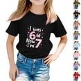 thumbnail image 1 of YOUYEDIAN 7 Year Old Birthday Girl Shirt - I was 6 Now I'm 7 67 Funny T-Shirt (Black, 6-7 Years), 1 of 5