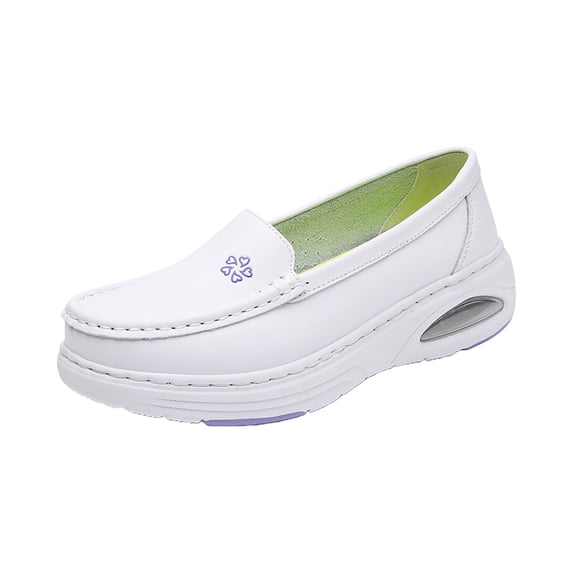 YOUYEDIAN Air-Cushion Orthopedic Shoes for Women Slip-On Nurse Shoes Fashion Round-Toe Wedge Heel Thick-Soled Comfortable Arch Support Walking Loafers (Purple, 6.5 Wide(EU-37))