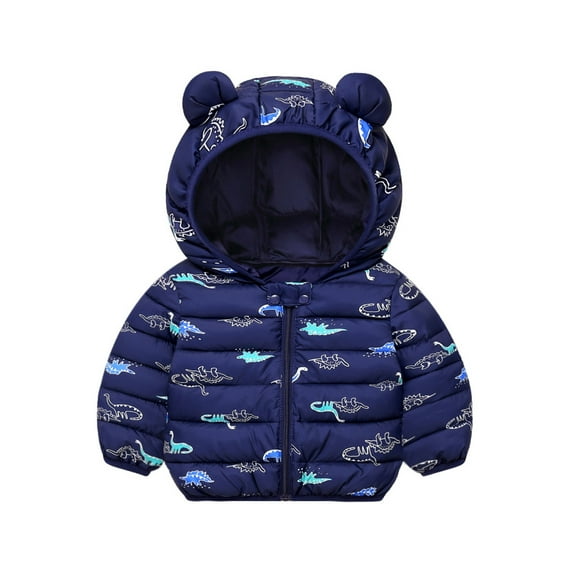 YOUYEDIAN Baby Boys Girls Toddlers Light Winter Coats Puffer Jacket Hooded Down Snow Jacket Coat Outerwear Dark Blue 4T