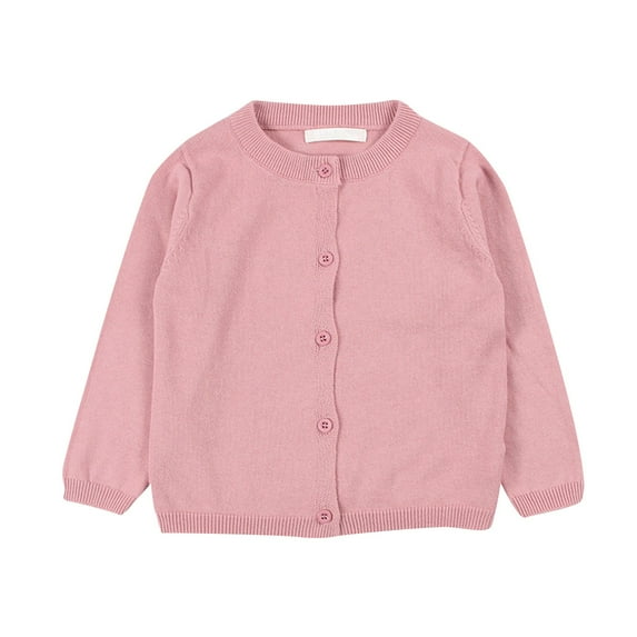 YOUYEDIAN Baby Girls Button-Down Cardigan Toddler Cotton Knit Sweater (Light pink, 6 Years)