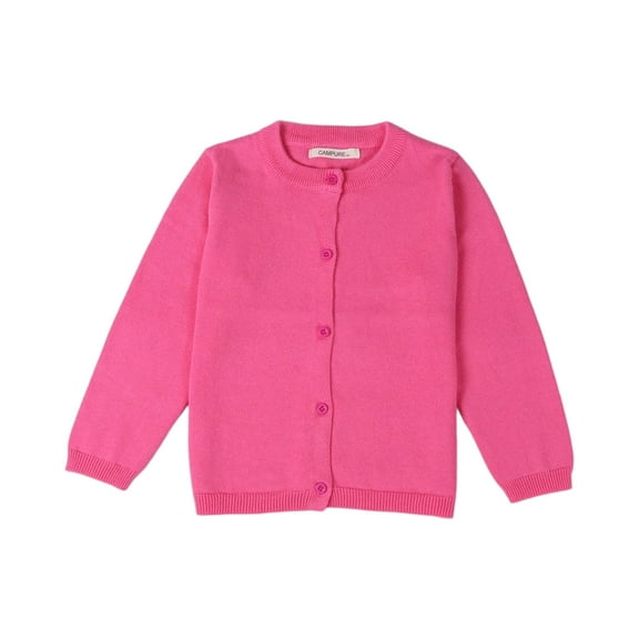 YOUYEDIAN Baby Kids Girls Cardigan Long Sleeve Kids Button Sweater Girl Crew Neck Cardigans Sweater Hot Pink 12-18 Months