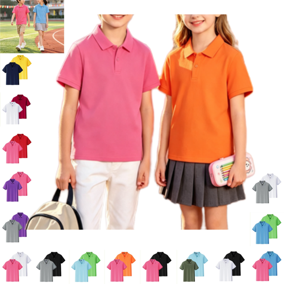 YOUYEDIAN Back To School Kids Polo Shirts Fashion Short Sleeve Quick Dry Sport Versatile Sport School Uniform Casual Lapel Collar Breathable Solid Color Comfortable T-shirts