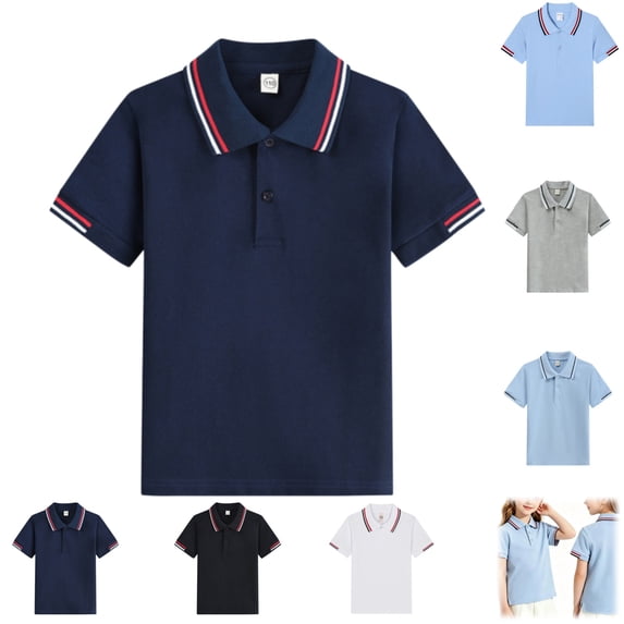 YOUYEDIAN Back to School Kids Polo Shirt Quick Dry Collared School Uniform Casual Athletic Short Sleeve Tee