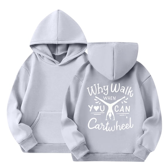 YOUYEDIAN Ballet Dancing Hoodies for Girls Cute Graphic Sweatshirt Long Sleeve Fall Winter Pullover Tops Gray 4-5 Years