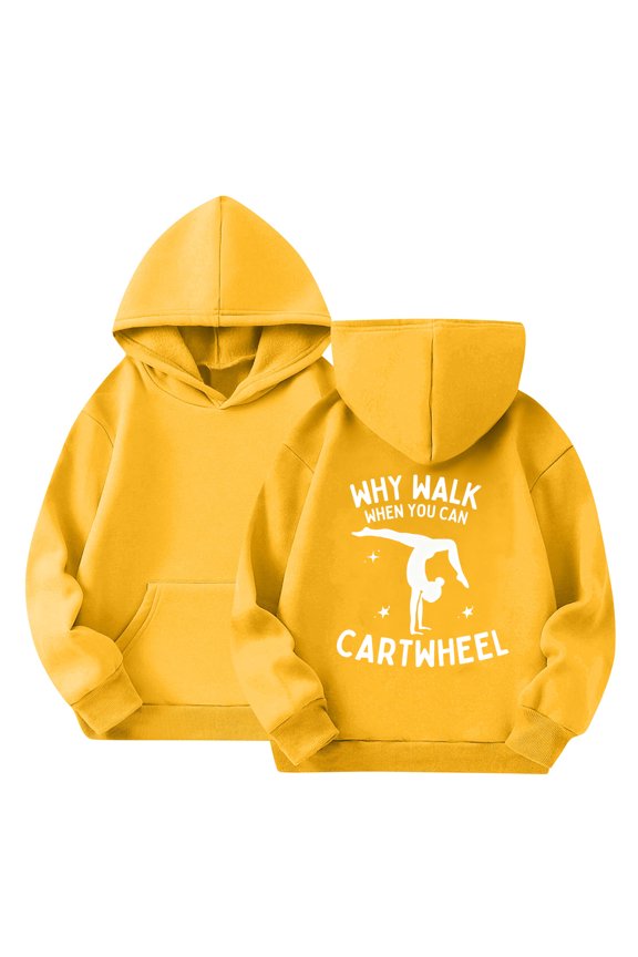 Ballet Dancing Hoodies for Girls Sweatshirt Ballerina Dancer Pullover Hoodie Dance Girl Heart Beat Hoodie Yellow 8-9 Years