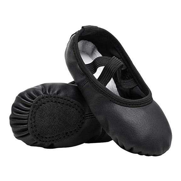 Willtoo Ballet Shoes for Girls Toddler Ballet Slippers Soft Leather Boys Dance Shoes for Toddler/Little Kid/Big Kid Black 5.91"